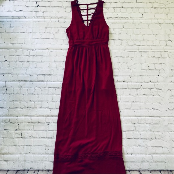 deep red maxi dress